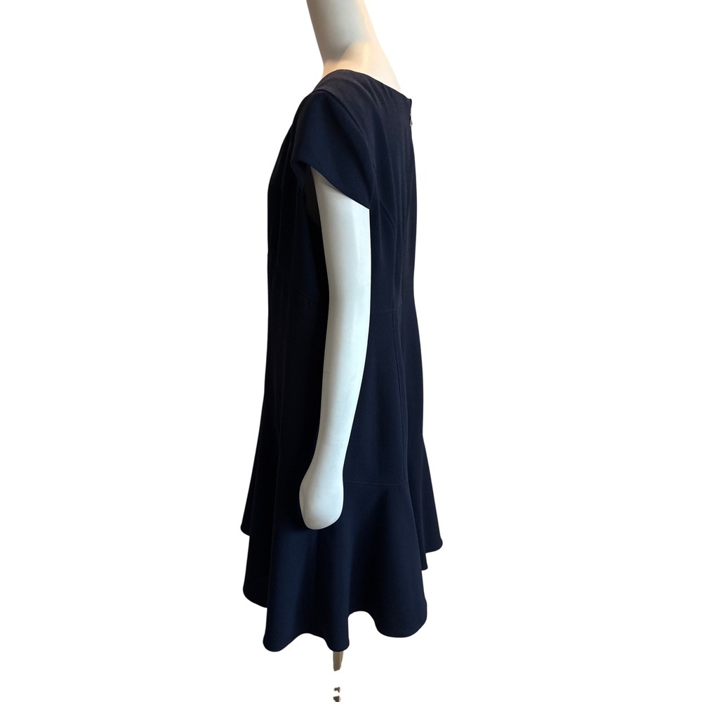 Anne Klein Navy Blue Crepe Fit and Flare Cap Sleeve Dress Size 16 - Picture 6 of 10